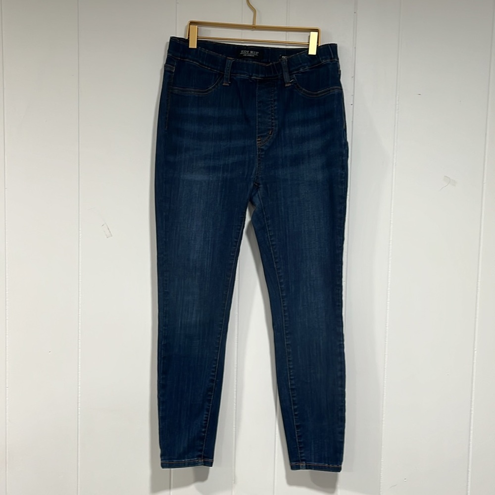 Judy Blue Pull on Skinny Jeans Women 11/30 Fray Slit Ankle Stretch Denim